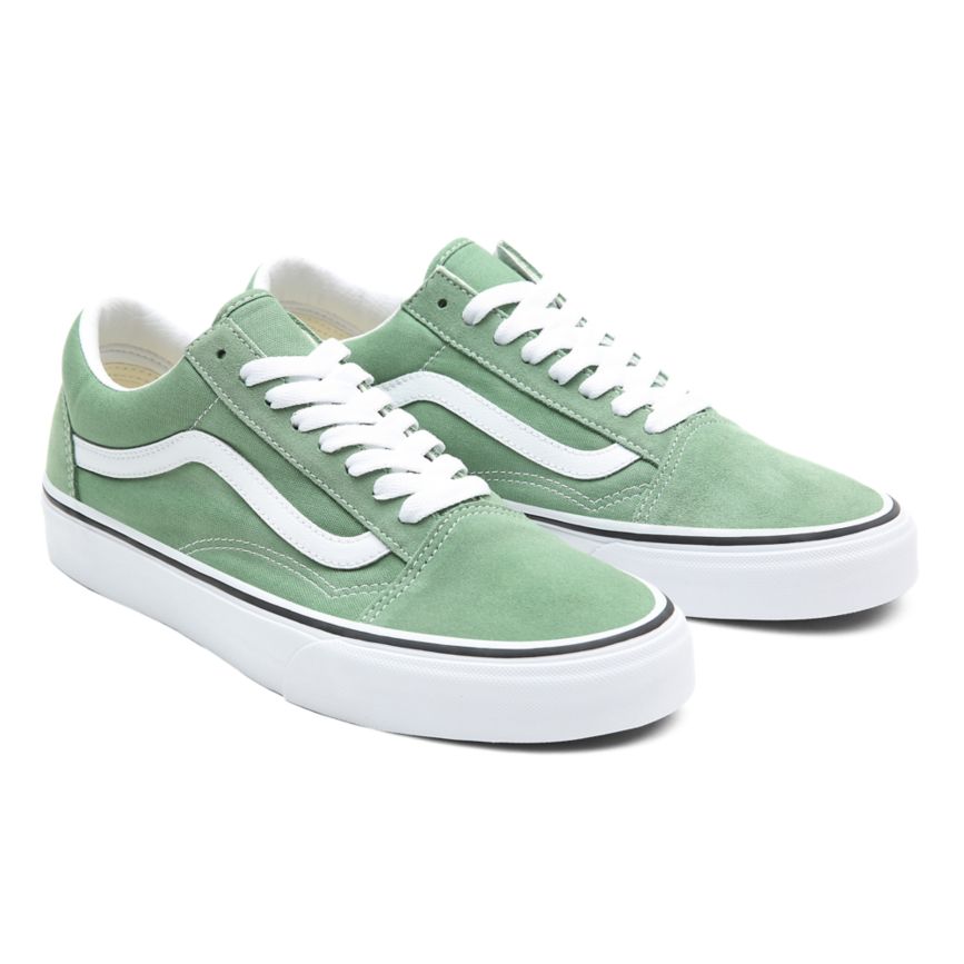 Vans Old Skool Dam Gröna/Vita - Vans Låga Skor Sverige (XBZGH9601)